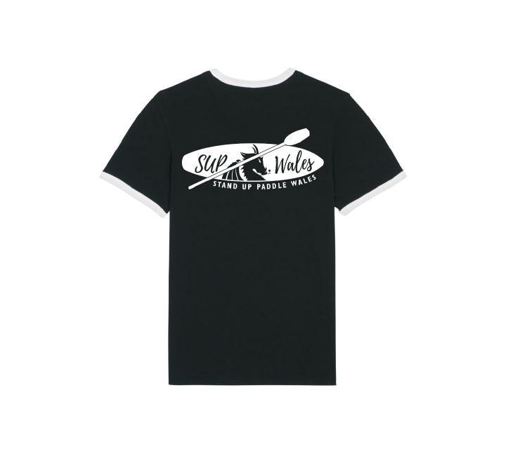 SUP Wales Organic Cotton Unisex T-Shirt - Black/White Trim